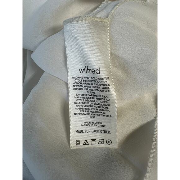 Wilfred Aritzia Soiree Cream Cropped Top XL Long Puff Sleeve Smocked - Picture 10 of 11